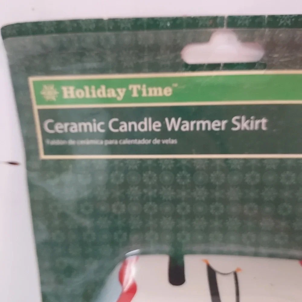 Holiday Time Ceramic Candle Warmer Skirt Snow, Snowman and Penguin Design